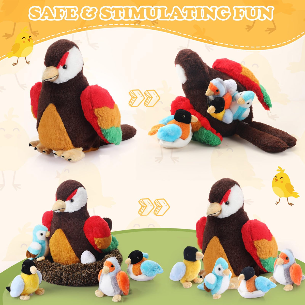 RoundFunny bird nest plush centerpiece for cozy room decor and imaginative play.