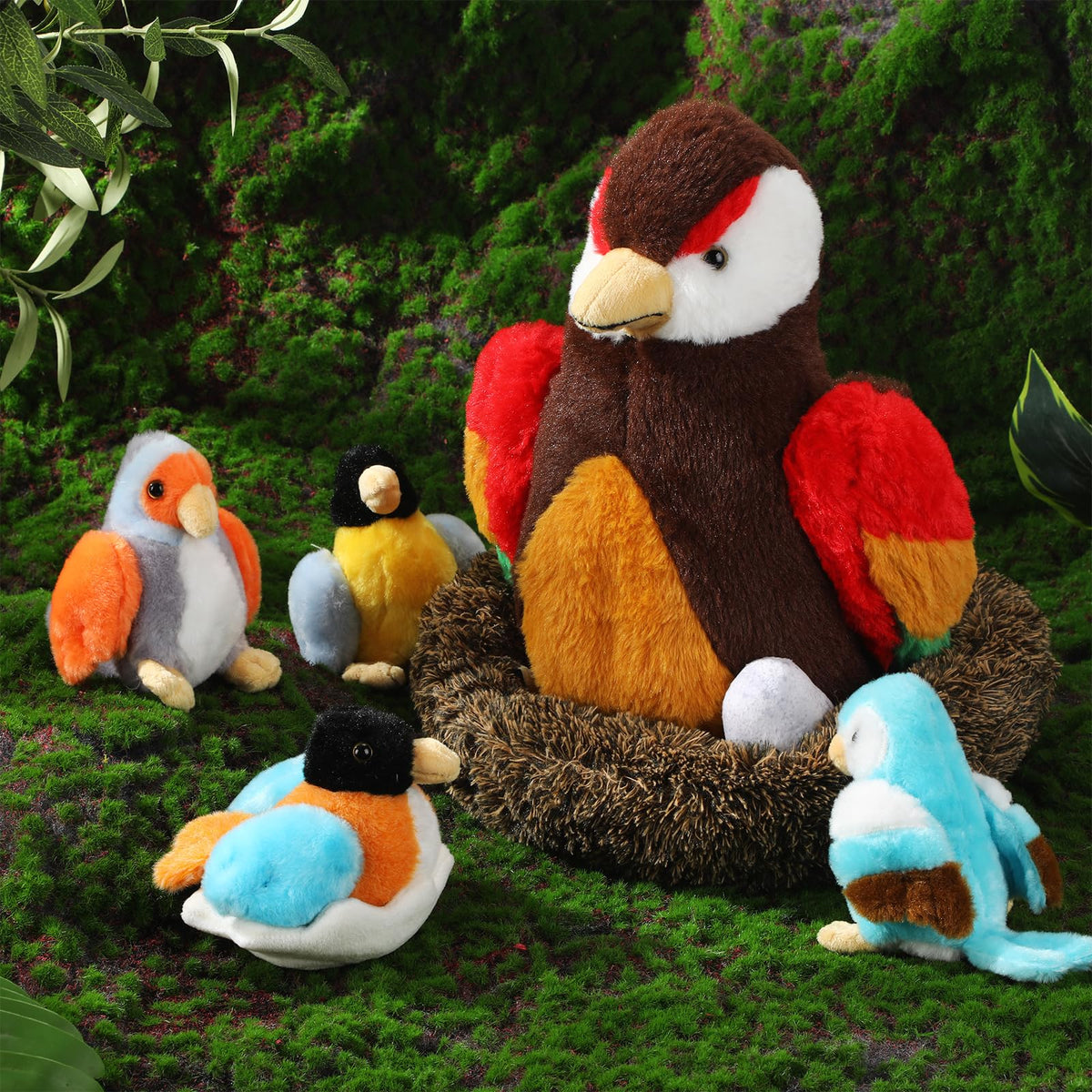 RoundFunny birds plush set shown as a thoughtful gift or classroom prize.
