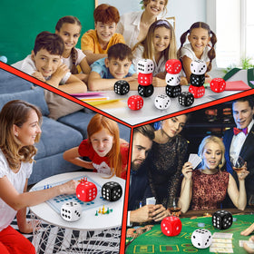 RoundFunny foam dice set on a desk, great for game nights and decor.