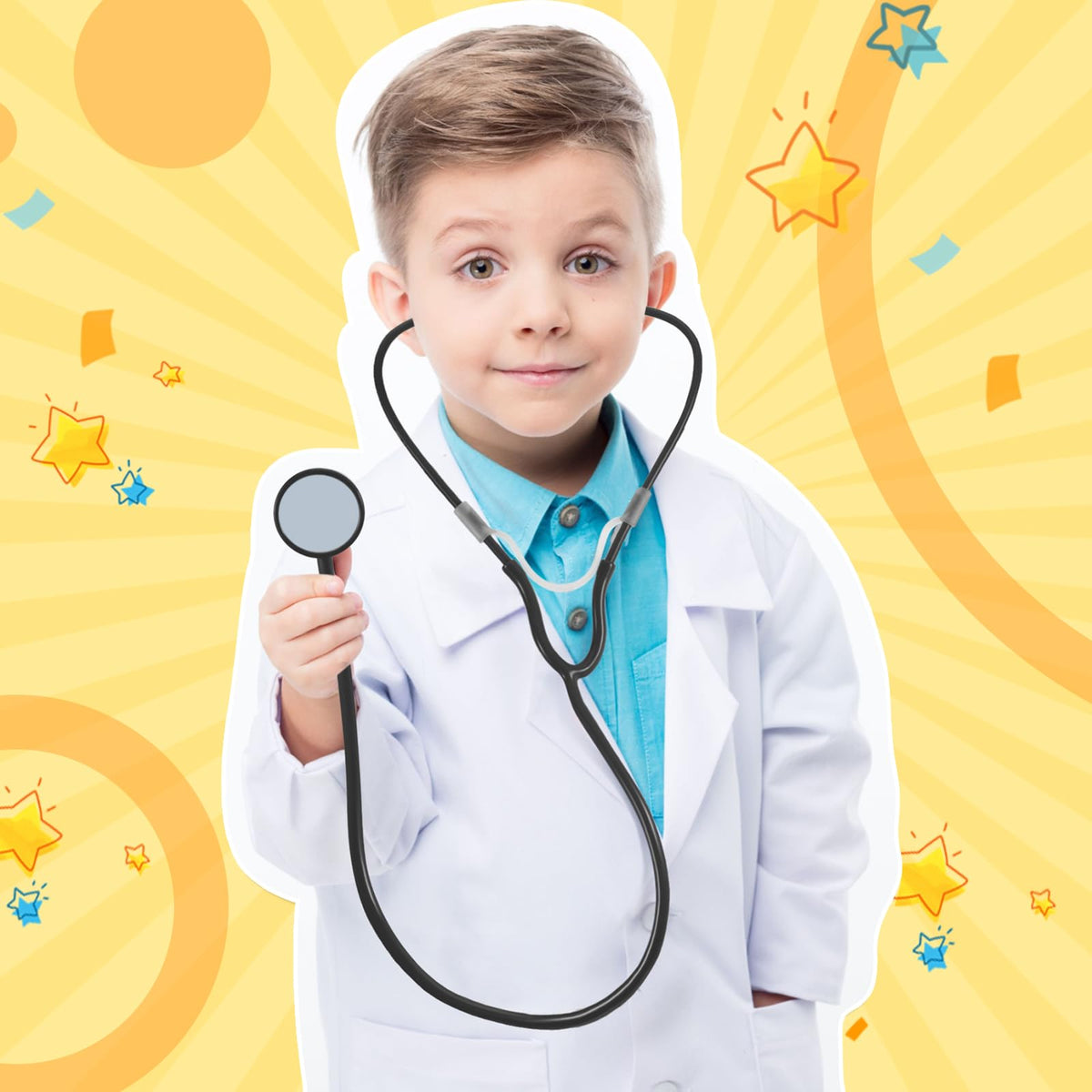RoundFunny doctor nurse role-play stethoscope enhances costume play and imagination.
