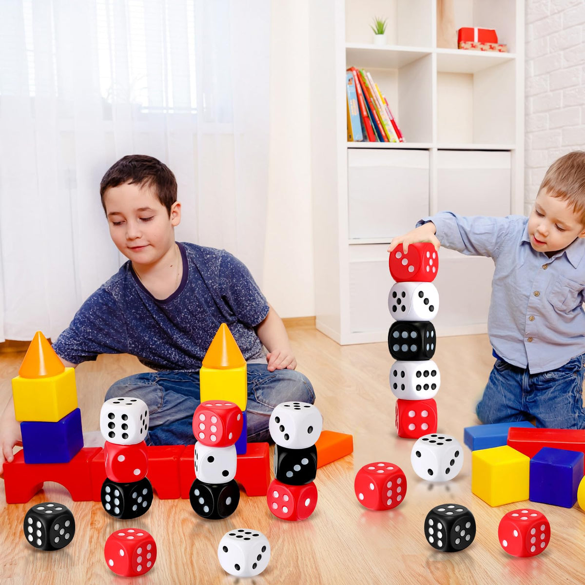 RoundFunny 48-piece foam dice set offers colorful appeal for gifting.