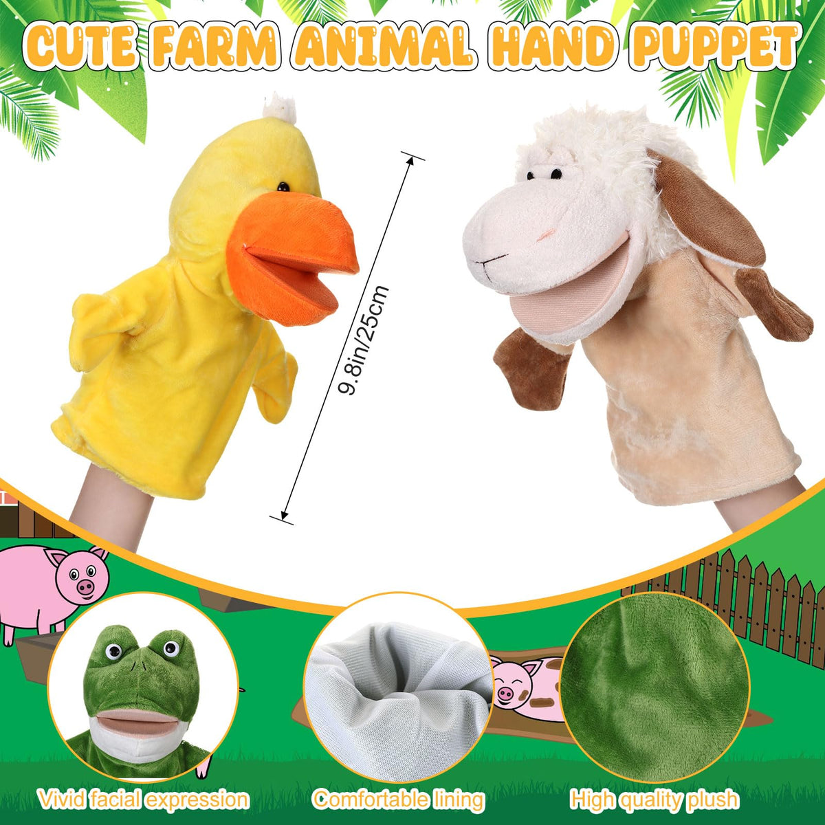 RoundFunny frog puppet with movable mouth for imaginative conversations.