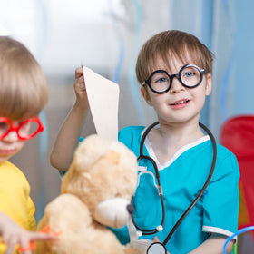 RoundFunny lightweight PVC stethoscope toy, easy to carry and store.
