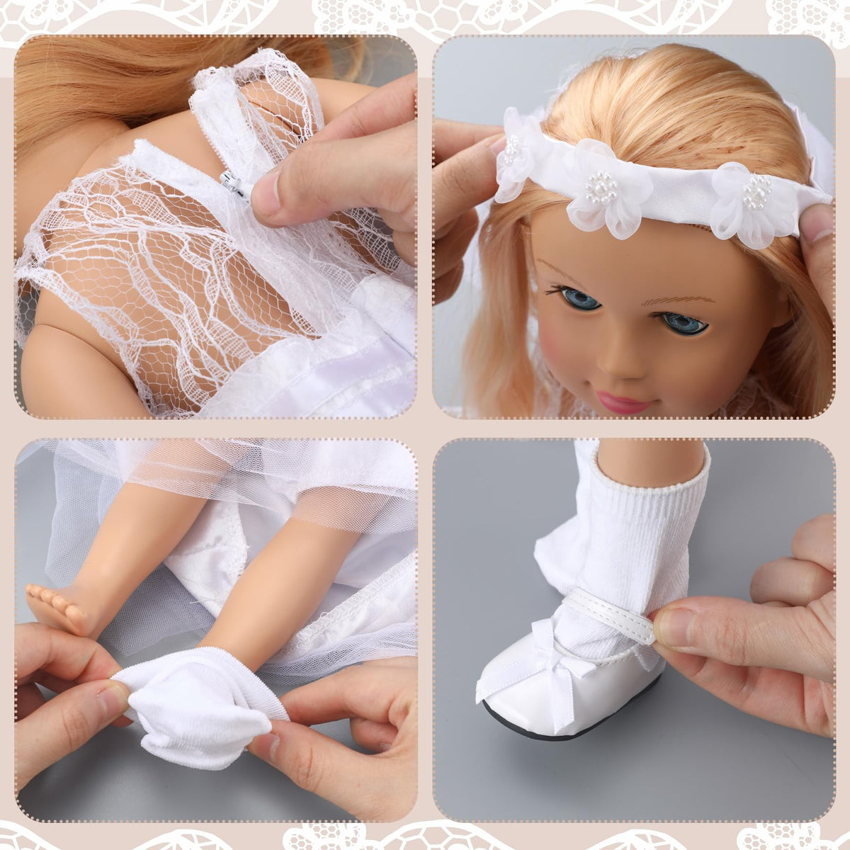 RoundFunny prayer beads necklace for 18 inch dolls, complements the ensemble and completes the look.