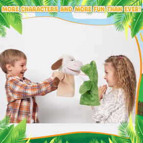 RoundFunny puppet set shown as storytelling kit for classrooms and home.