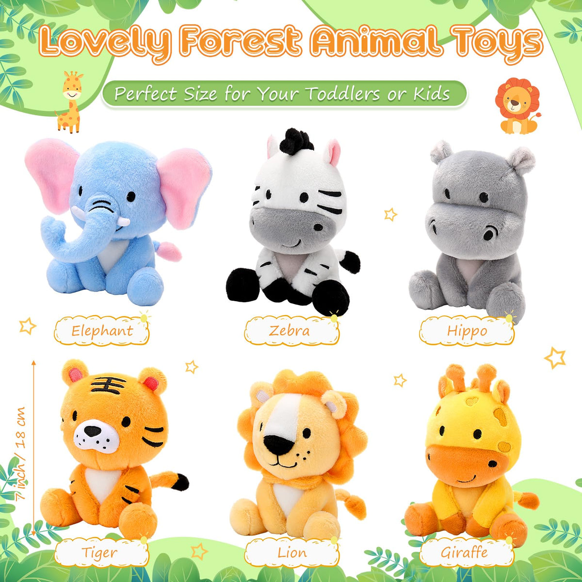 RoundFunny safari elephant plush, soft fabric and safe filling for classroom or bedtime comfort.