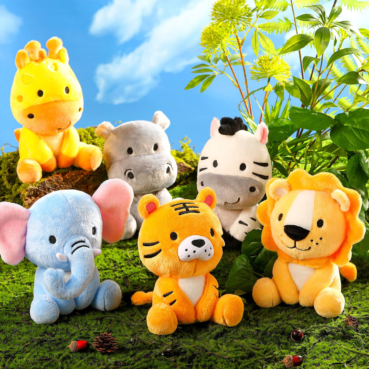 RoundFunny safari tiger plush, vibrant helper for playtime and party favors.