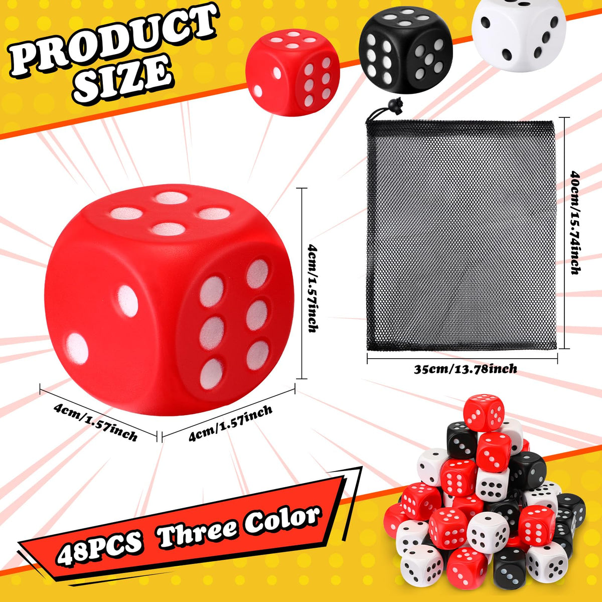 RoundFunny storage bag keeps the 48 dice organized and portable.