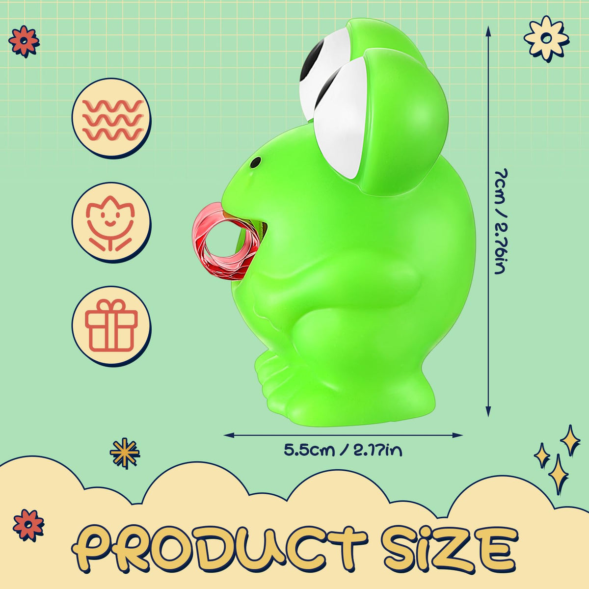 RoundFunny green frog toy with tongue-out design for quick squeezes