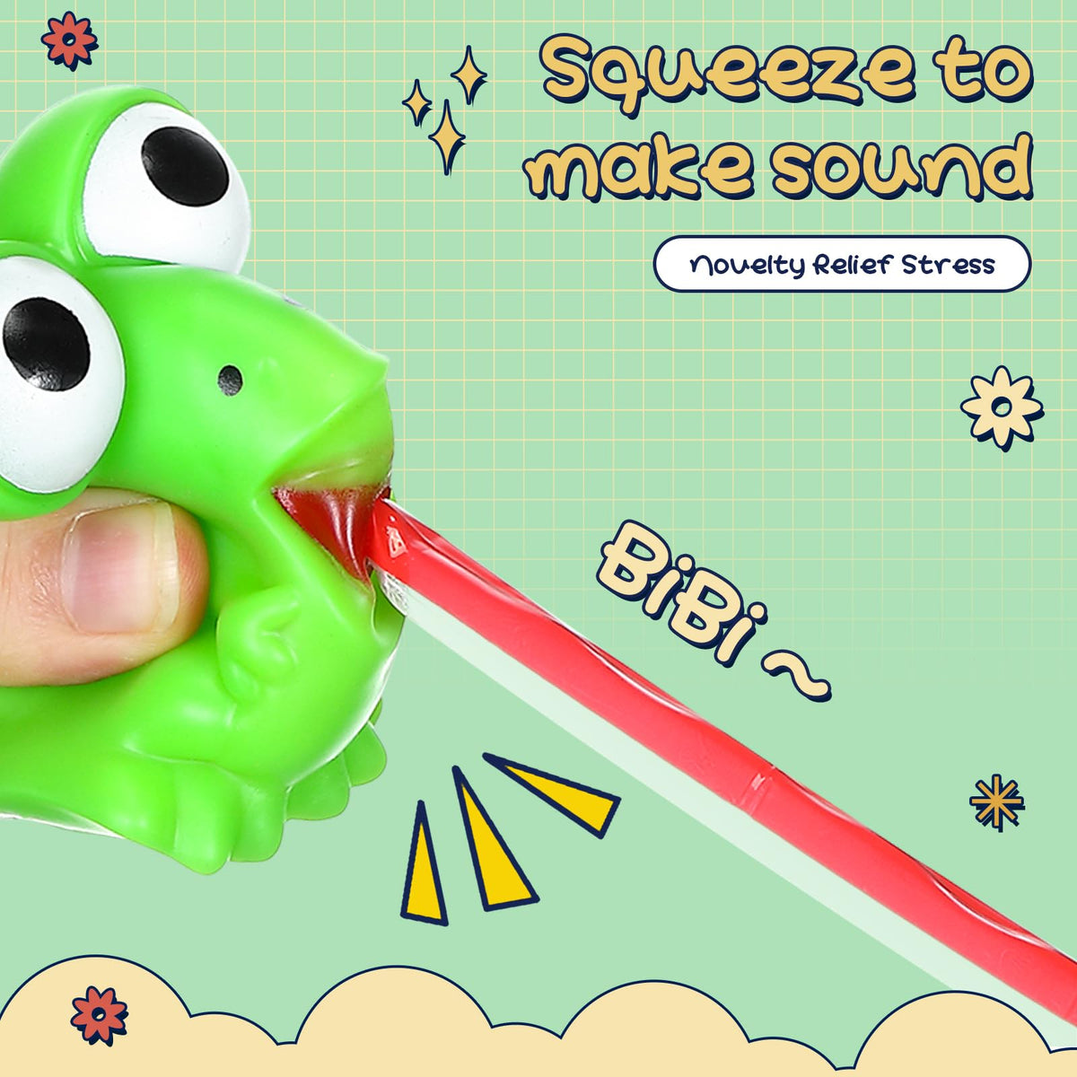 RoundFunny stress frog in hand, perfect desk companion