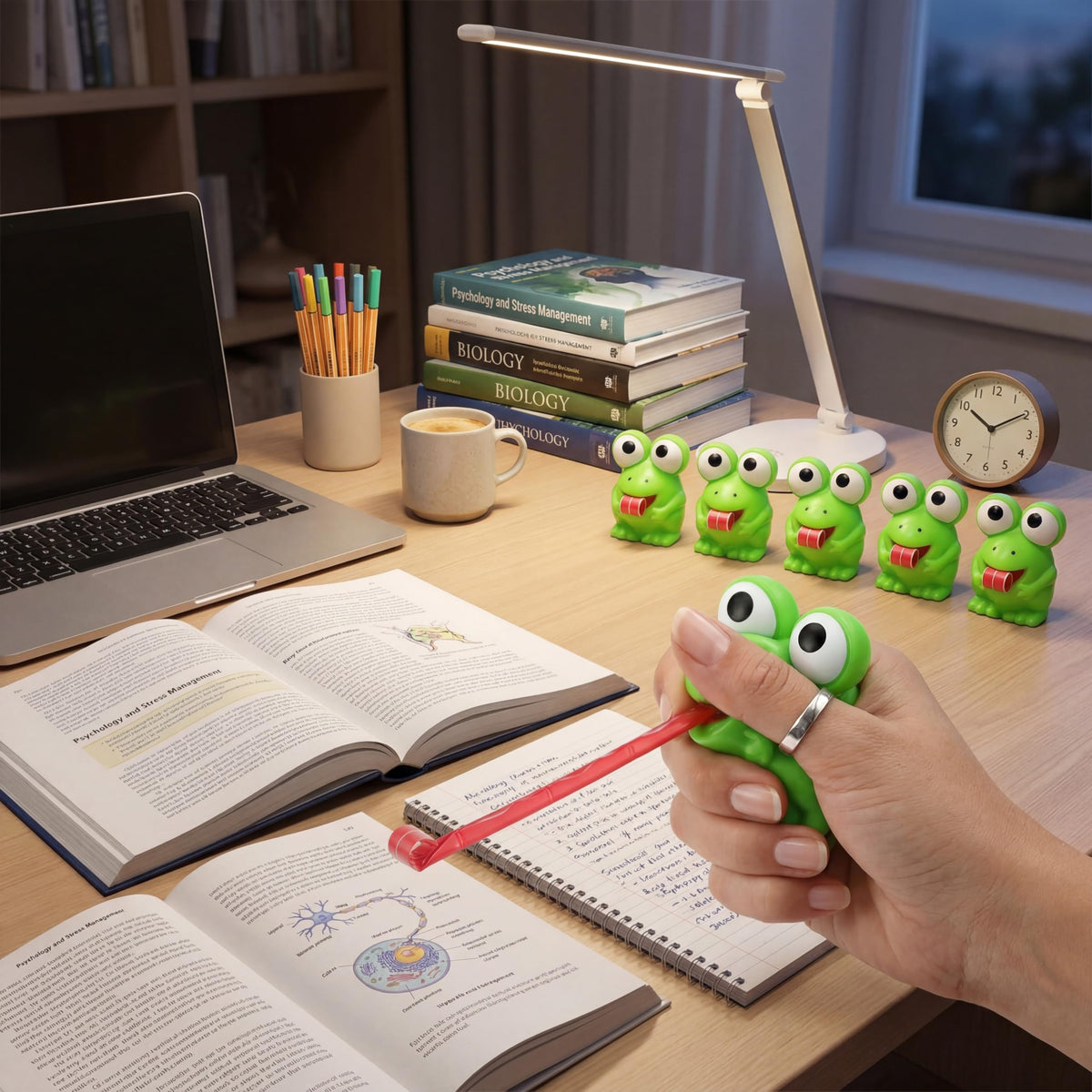 RoundFunny frog toy demonstrating hand exercise and dexterity use