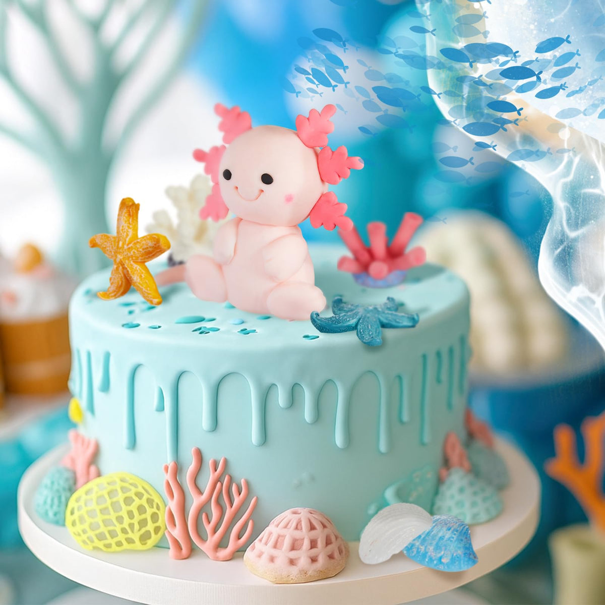 RoundFunny underwater decoration complements ocean party aesthetics.