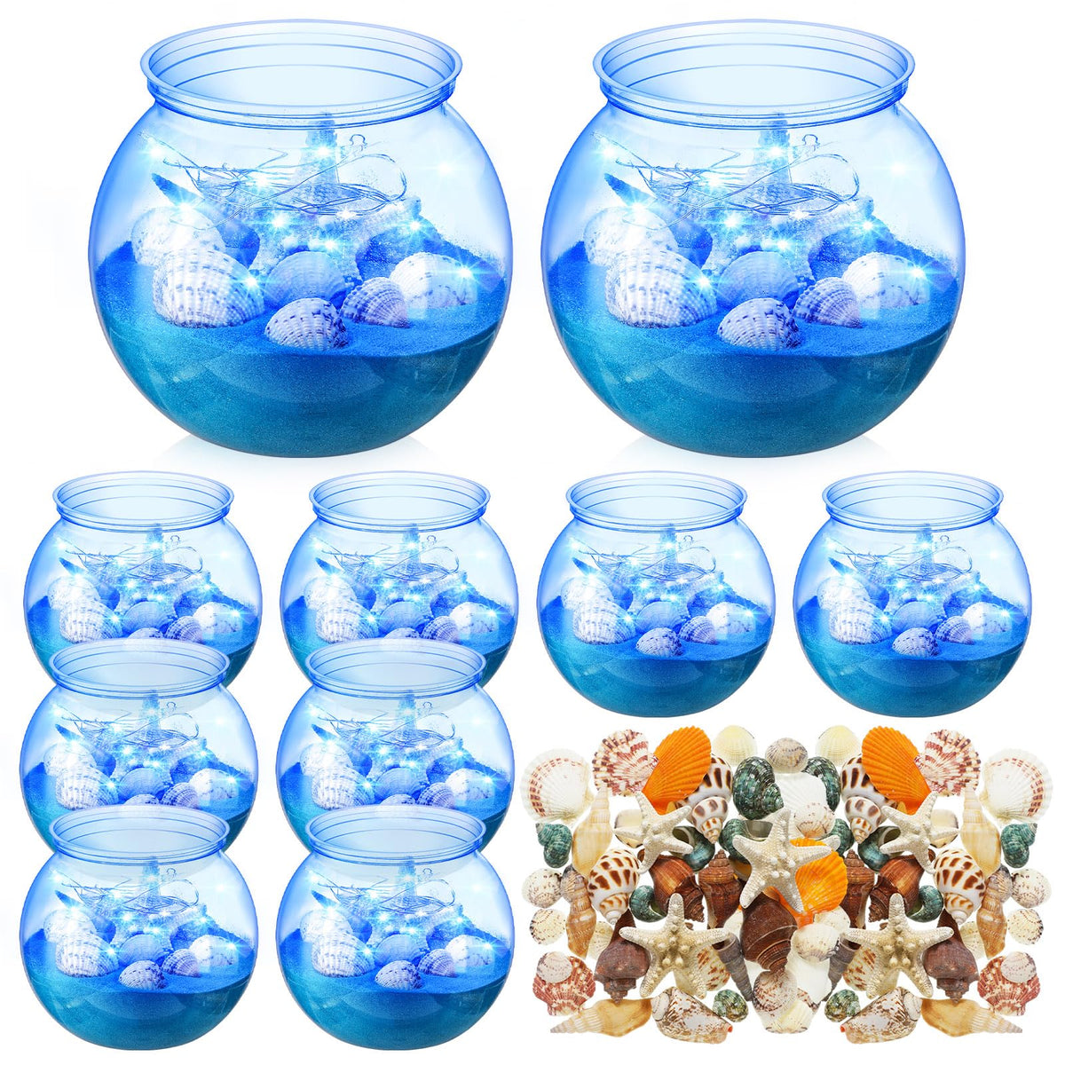 RoundFunny marine-theme decor for weddings and baby showers enhances tables.
