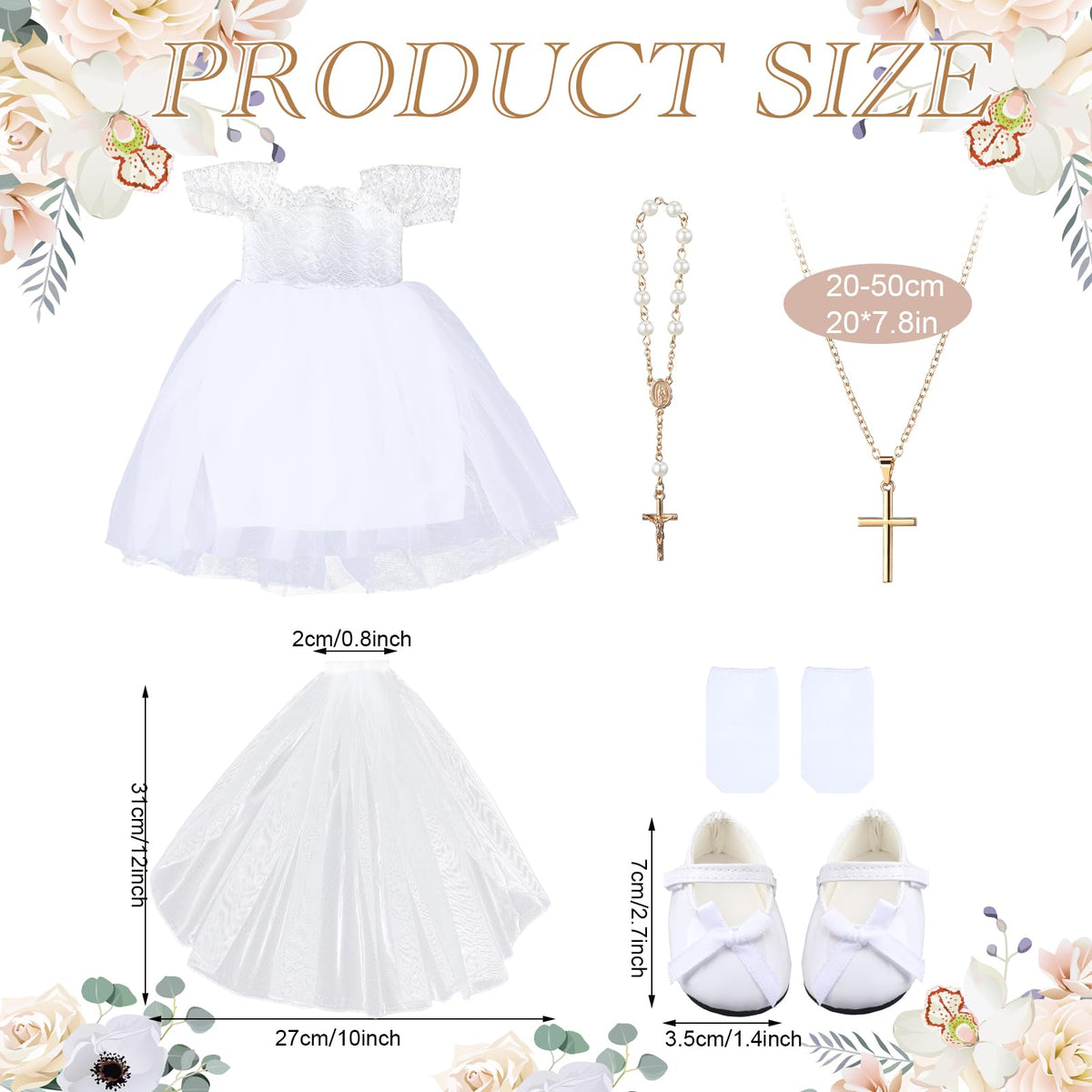 RoundFunny white flower headband for 18-inch dolls adds charm.