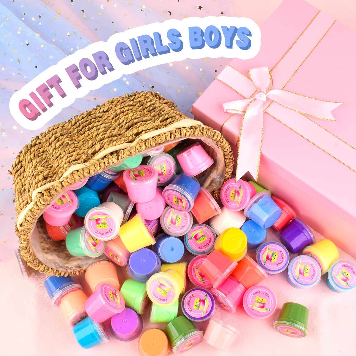 Rowecvce slime gift pack for parties keeps guests entertained.