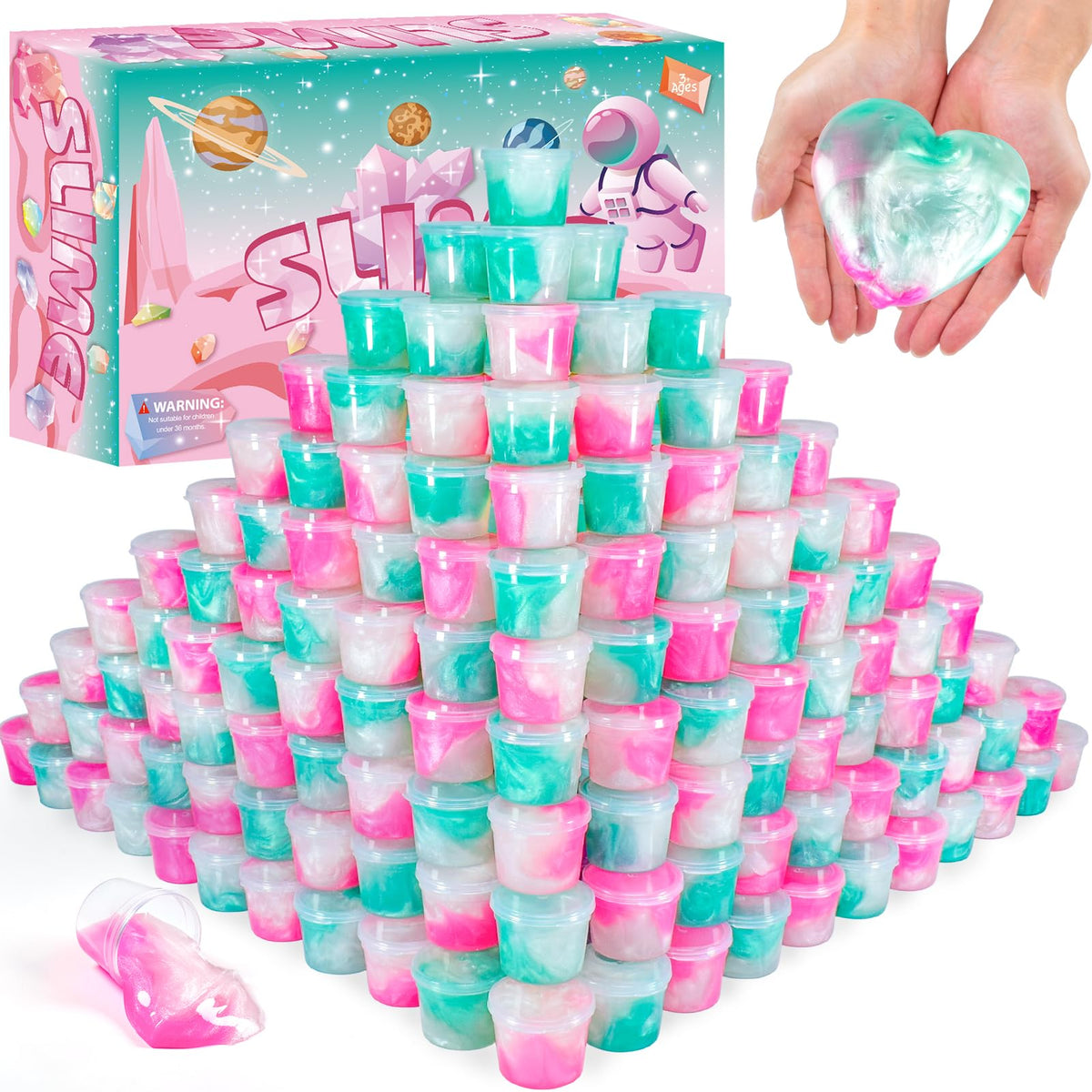 Rowecvce Galaxy Slime Kit packaging shows colorful, coordinated design for eye-catching party gifts.