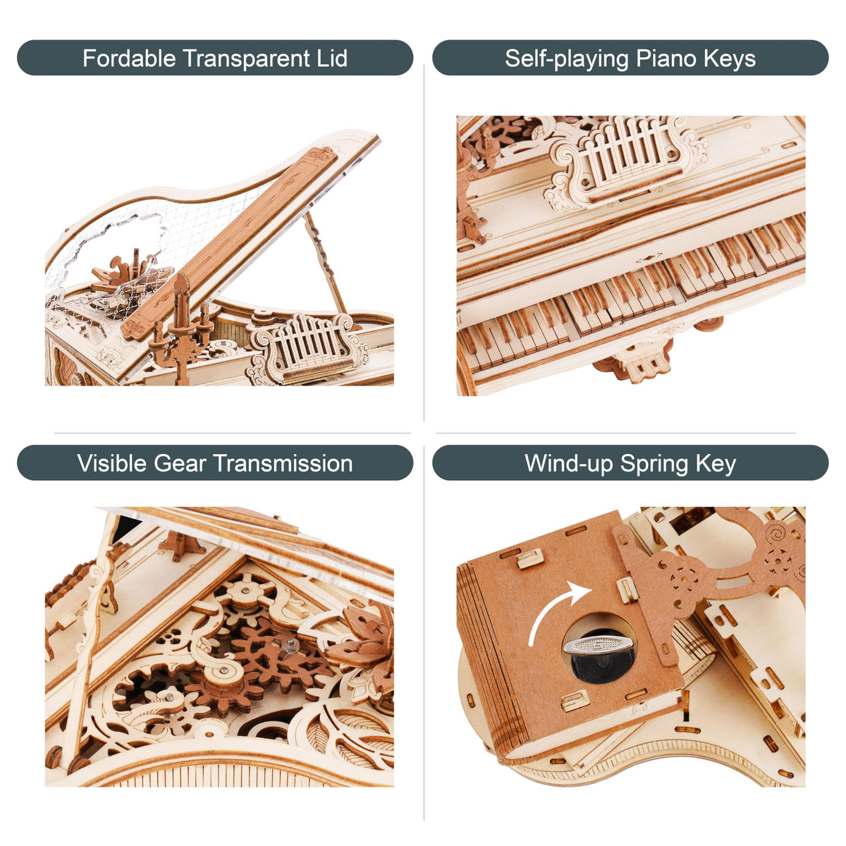 rowood piano model kit cover image shows retro design for home decor