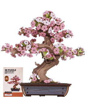 Rowood Sakura Bonsai 3D puzzle assembly for a glue-free build on a desk