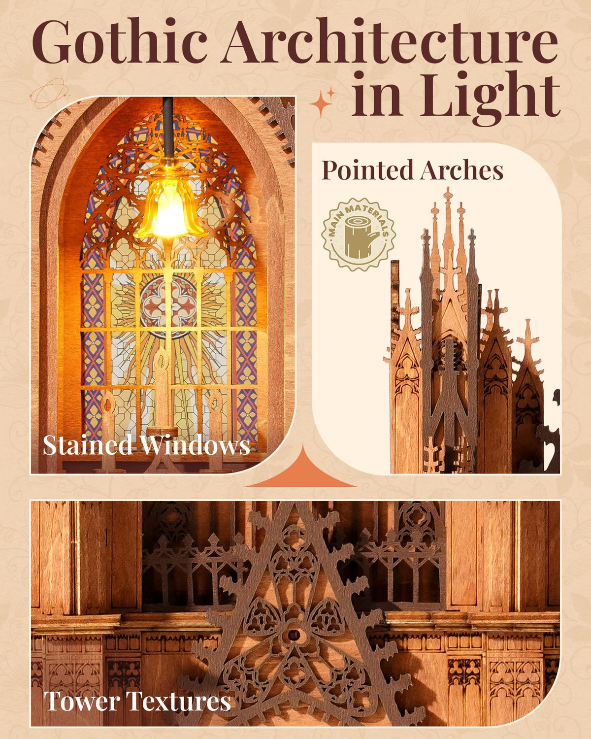 Rowood Starry Dome cathedral puzzle—beginner-friendly 1–2 hour assembly.