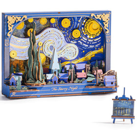 Rowood Starry Night 3D puzzle setup ready for display.
