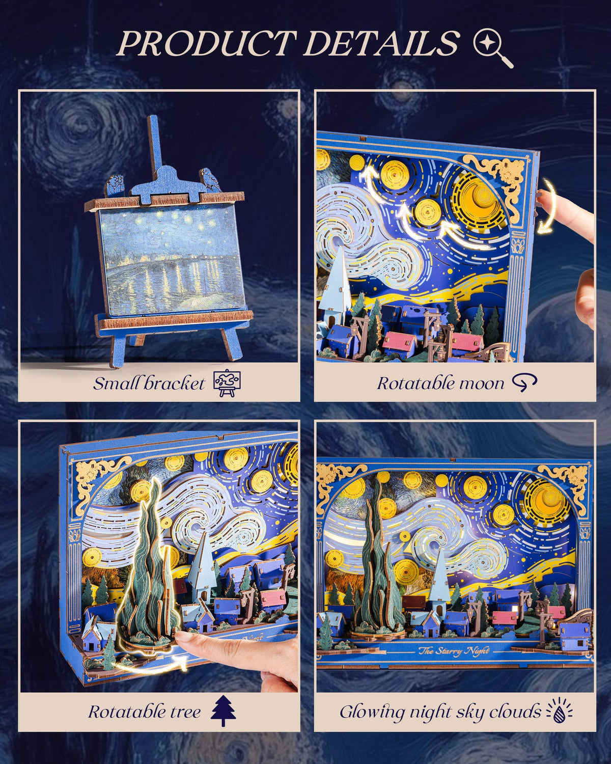 Rowood Starry Night wall art display in a living room.