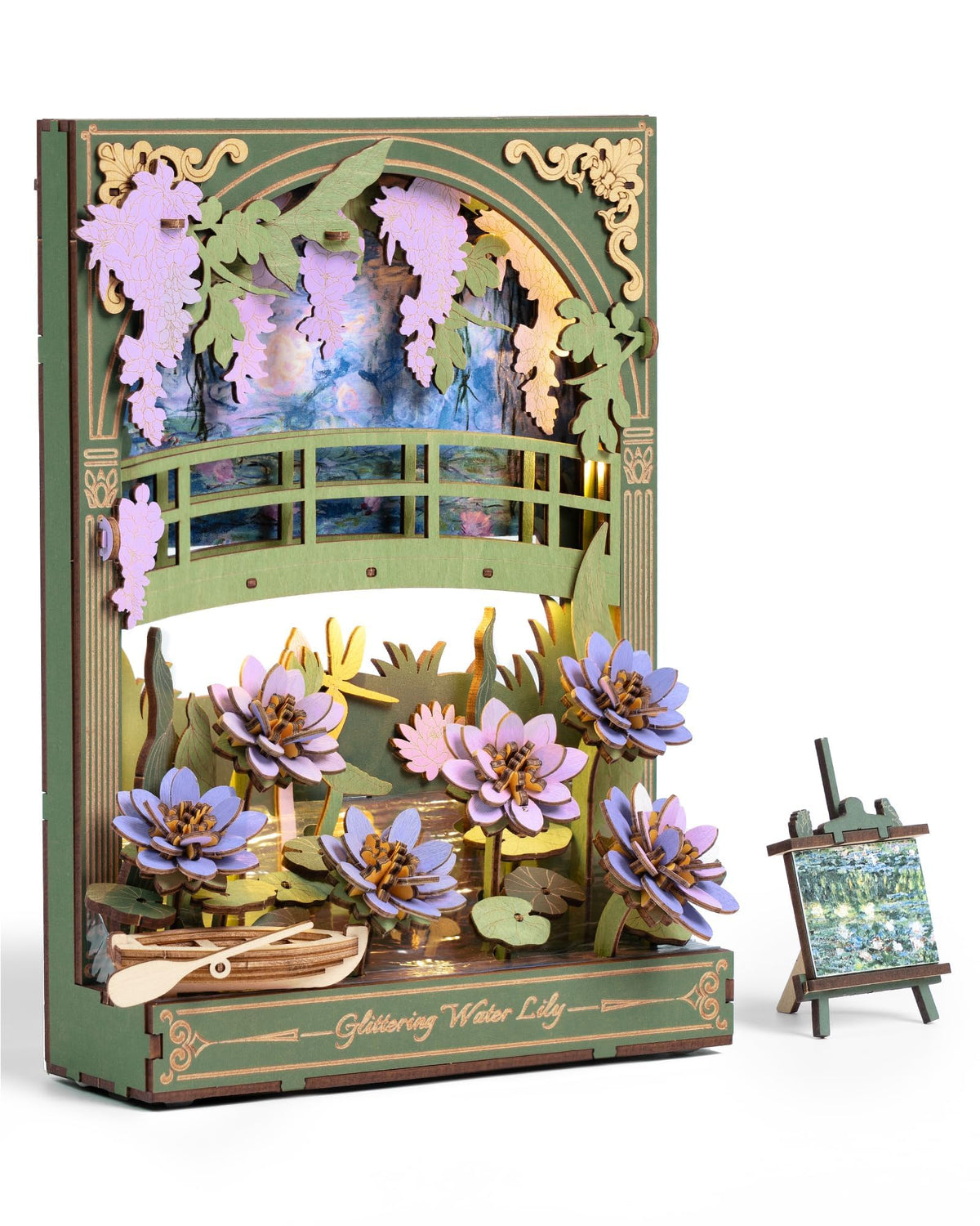 Rowood Water Lily 3D puzzle with LED for an engaging wall art centerpiece.