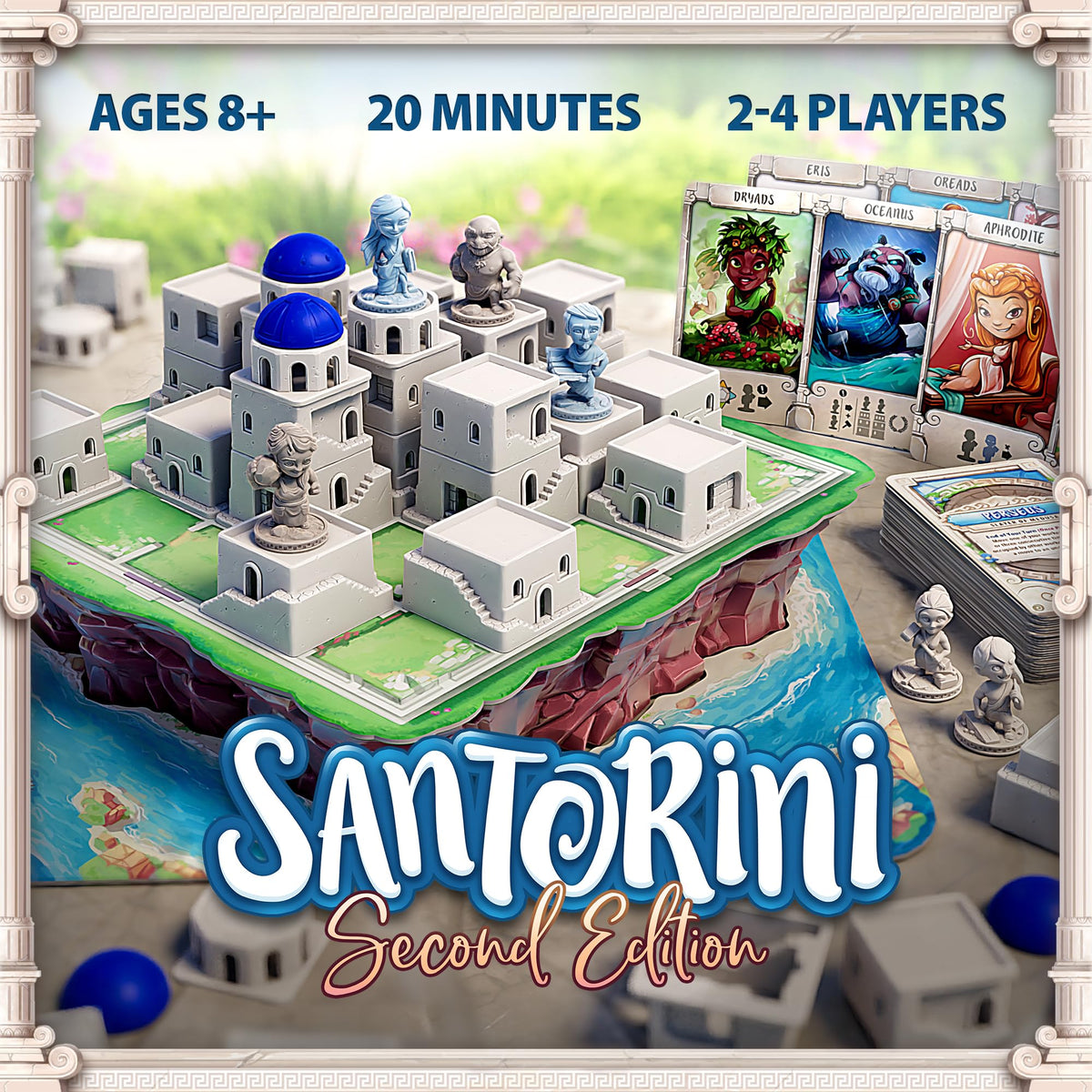 Roxley Games Santorini Second Edition tower stack showing vertical strategy