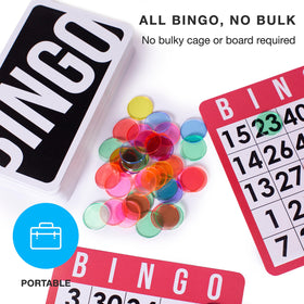 Royal Bingo Supplies jumbo calling cards for easy readability during group games.