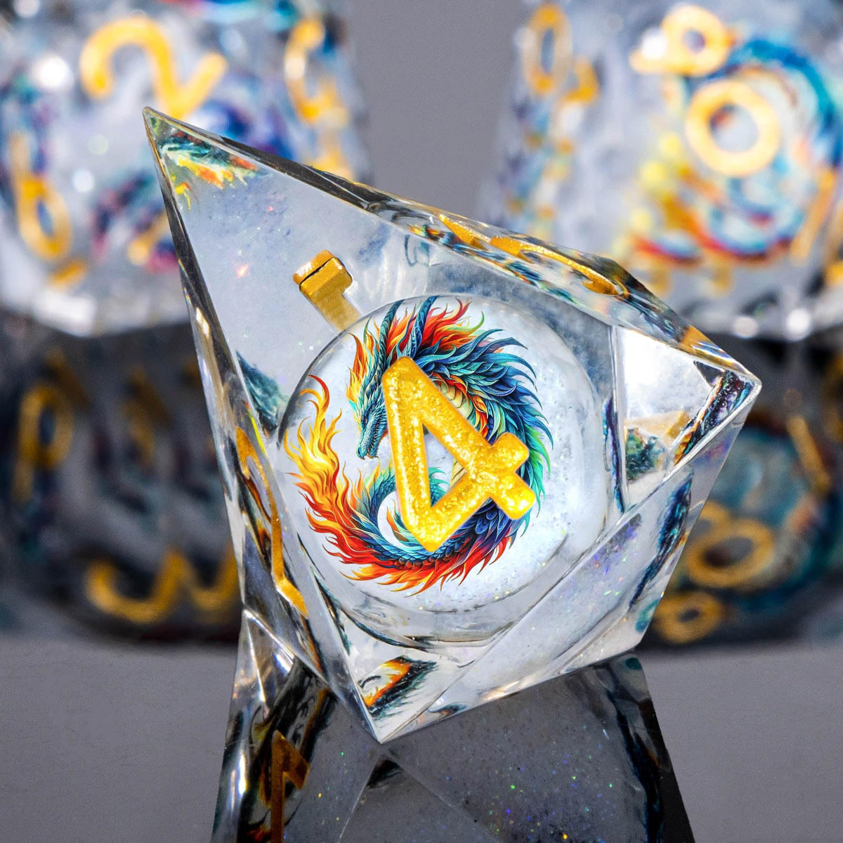 Roycevon DND dice set includes D4–D100 in white resin