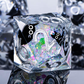 Gift box packaging of Roycevon DND dice, ready for gifting.