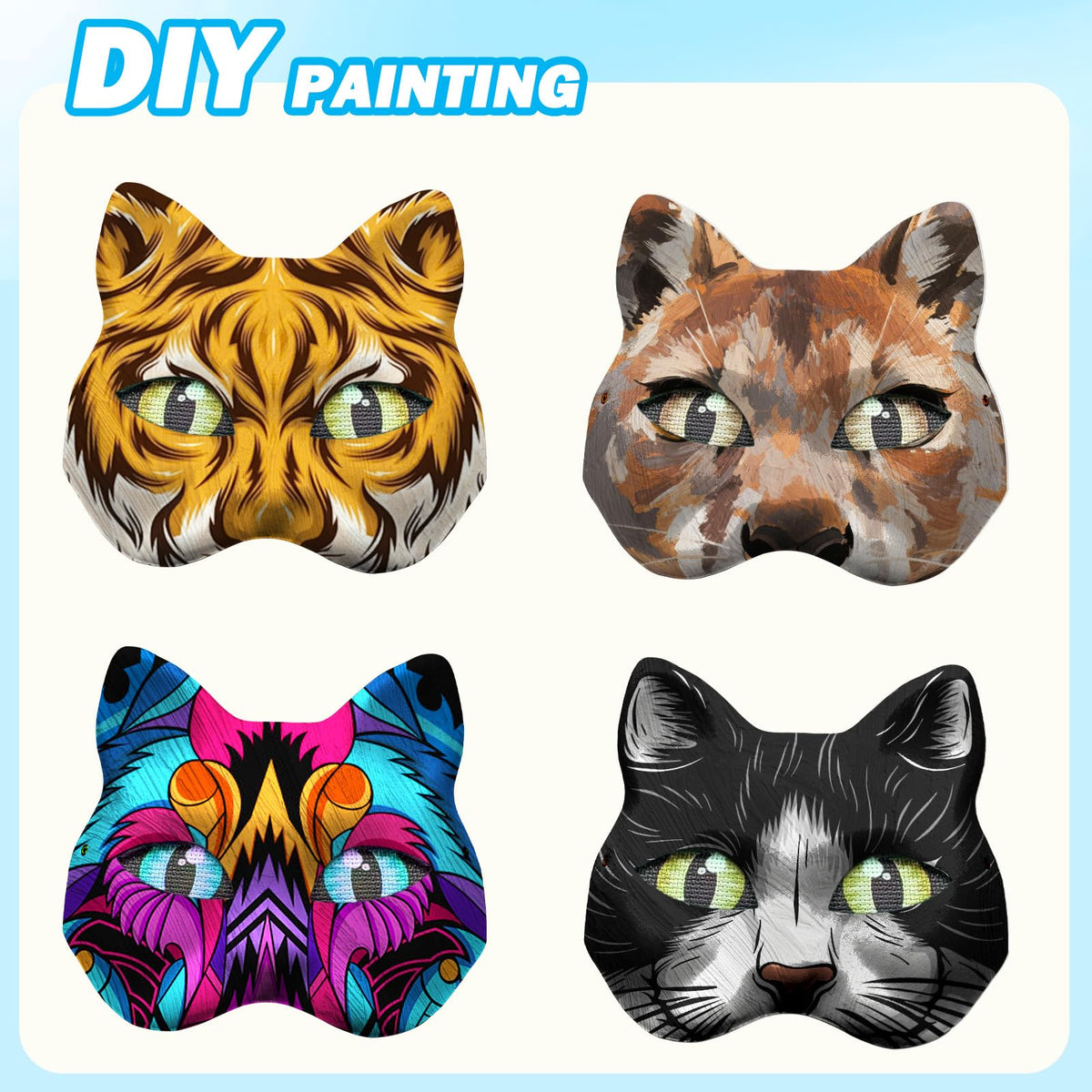 RQPQBO Cat mask DIY craft session—perfect for parent-child art time