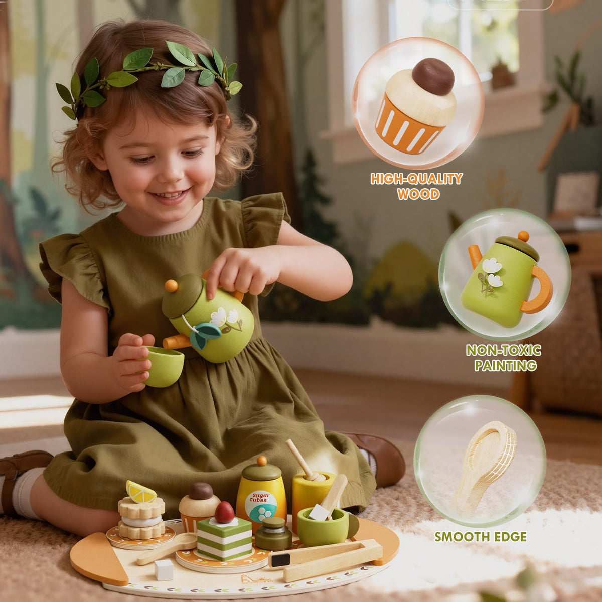RRIBOUDWAN sturdy wood and rounded edges promote safe daily play