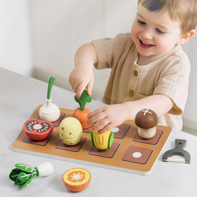 RRIBOUDWAN wooden vegetables variety for imaginative pretend cooking play