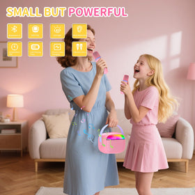 RSSIDOL portable karaoke machine with handle for easy transport.