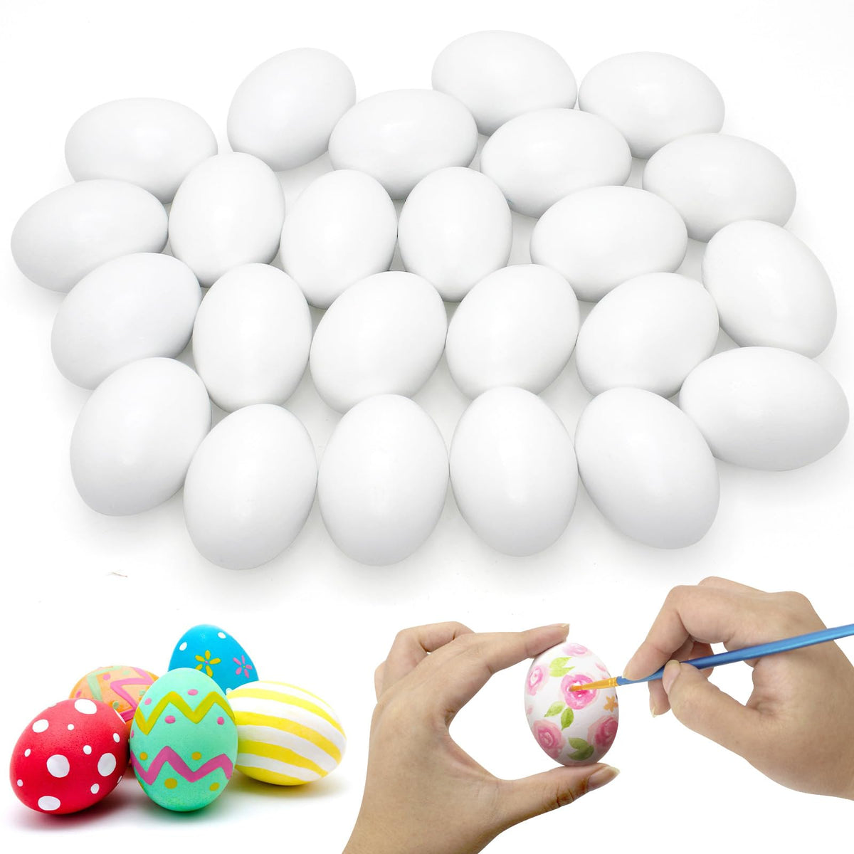 Rtisaeu white wooden egg for painting, ready for DIY crafts.