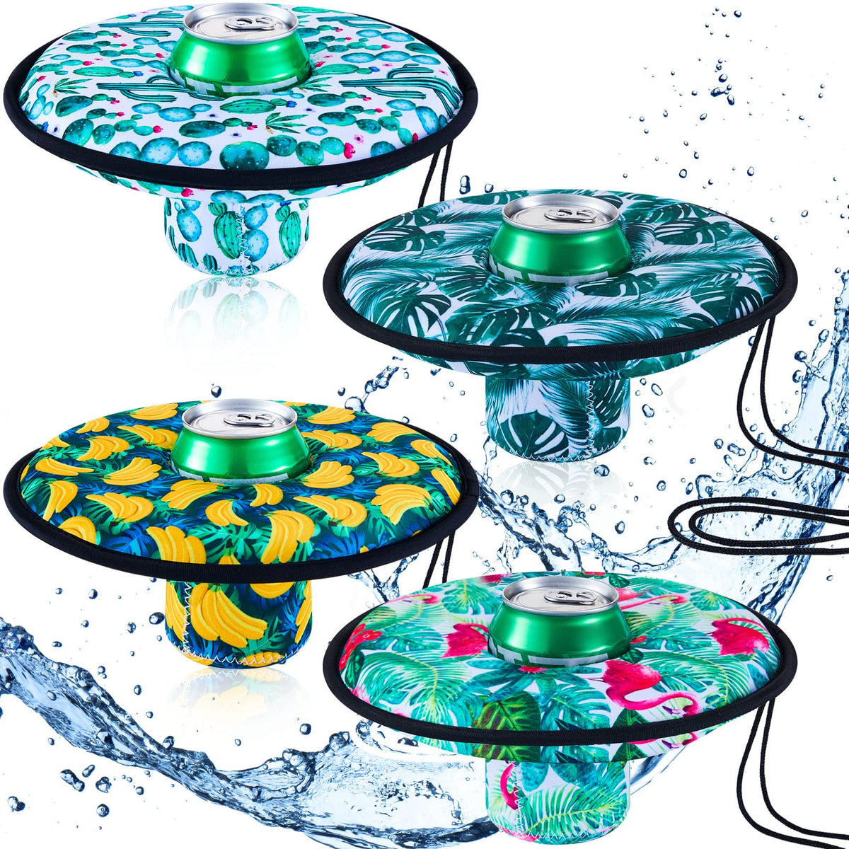 Rtteri neoprene floating drink holder with bamboo leaves pattern keeps drinks buoyant