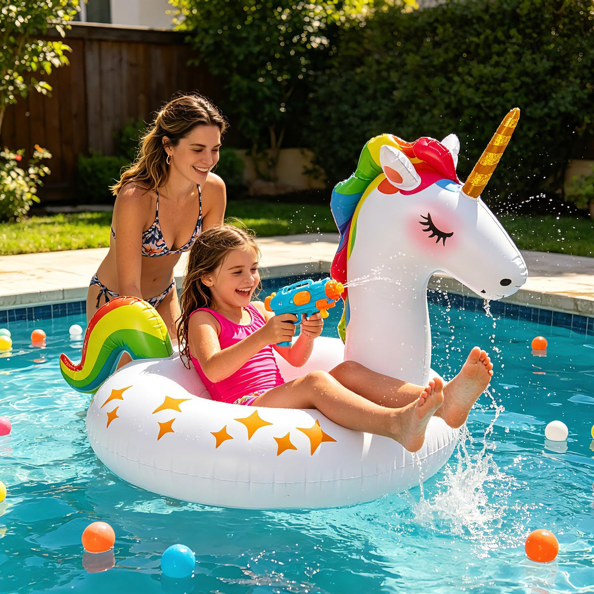 Rtudan unicorn pool float colorful design for photo moments