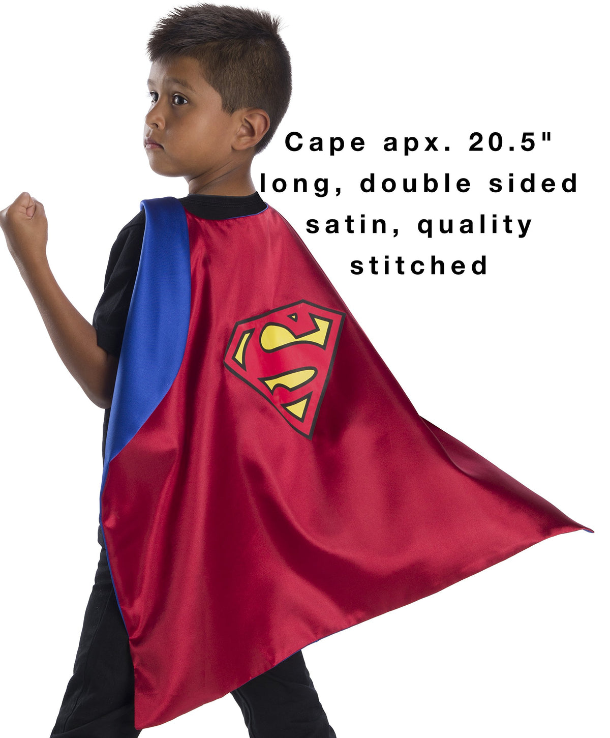 Rubies cape set masks and chest logo enhance complete superhero transformations
