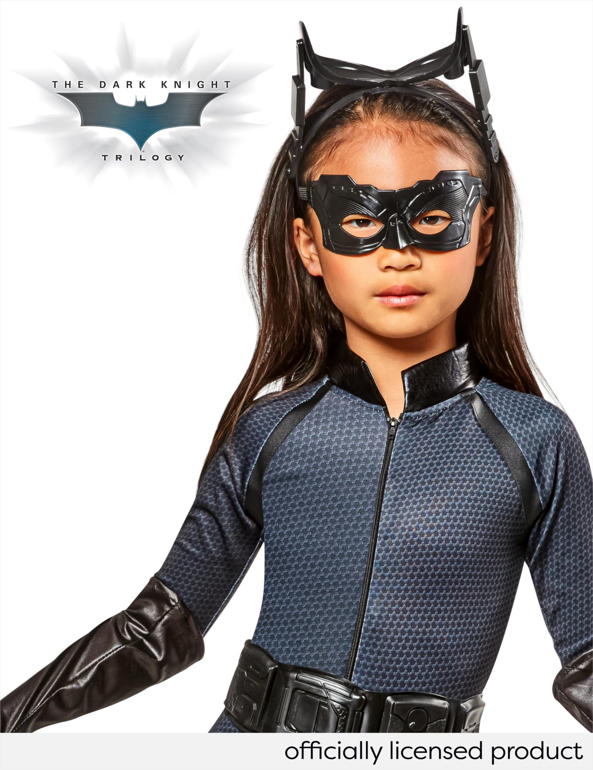 Rubies Catwoman headpiece with ears enhances the classic silhouette.