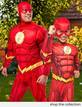 Rubies The Flash package display showing complete costume contents.