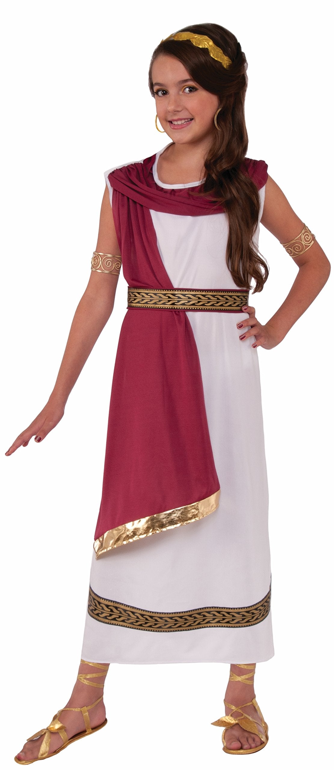 Rubies Greek Goddess costume for kids, robe and headpiece, ideal for imaginative play and themed events.