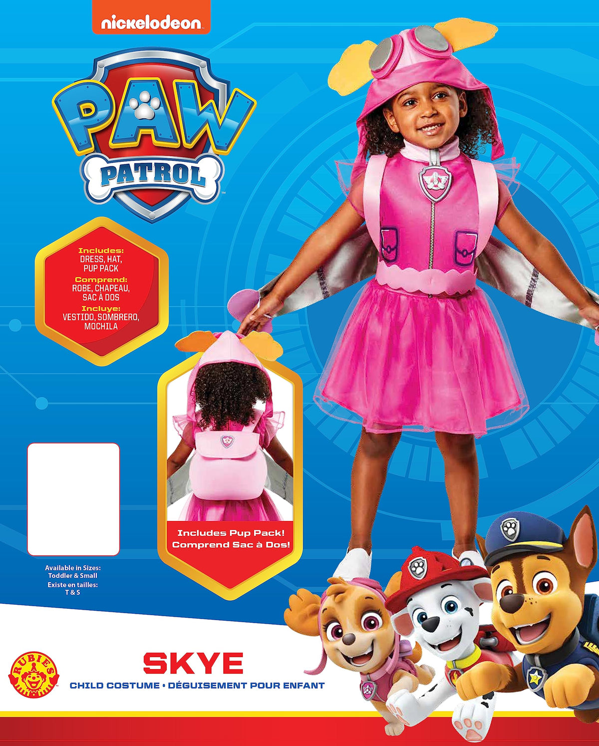 Officially licensed Paw Patrol Skye costume for child small size.