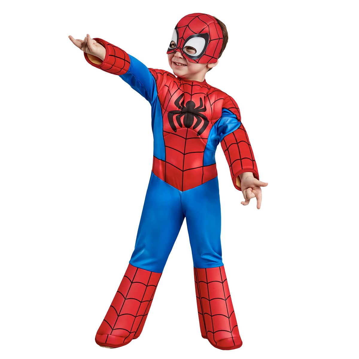 Rubies Spider-Man deluxe toddler costume front view for imaginative play