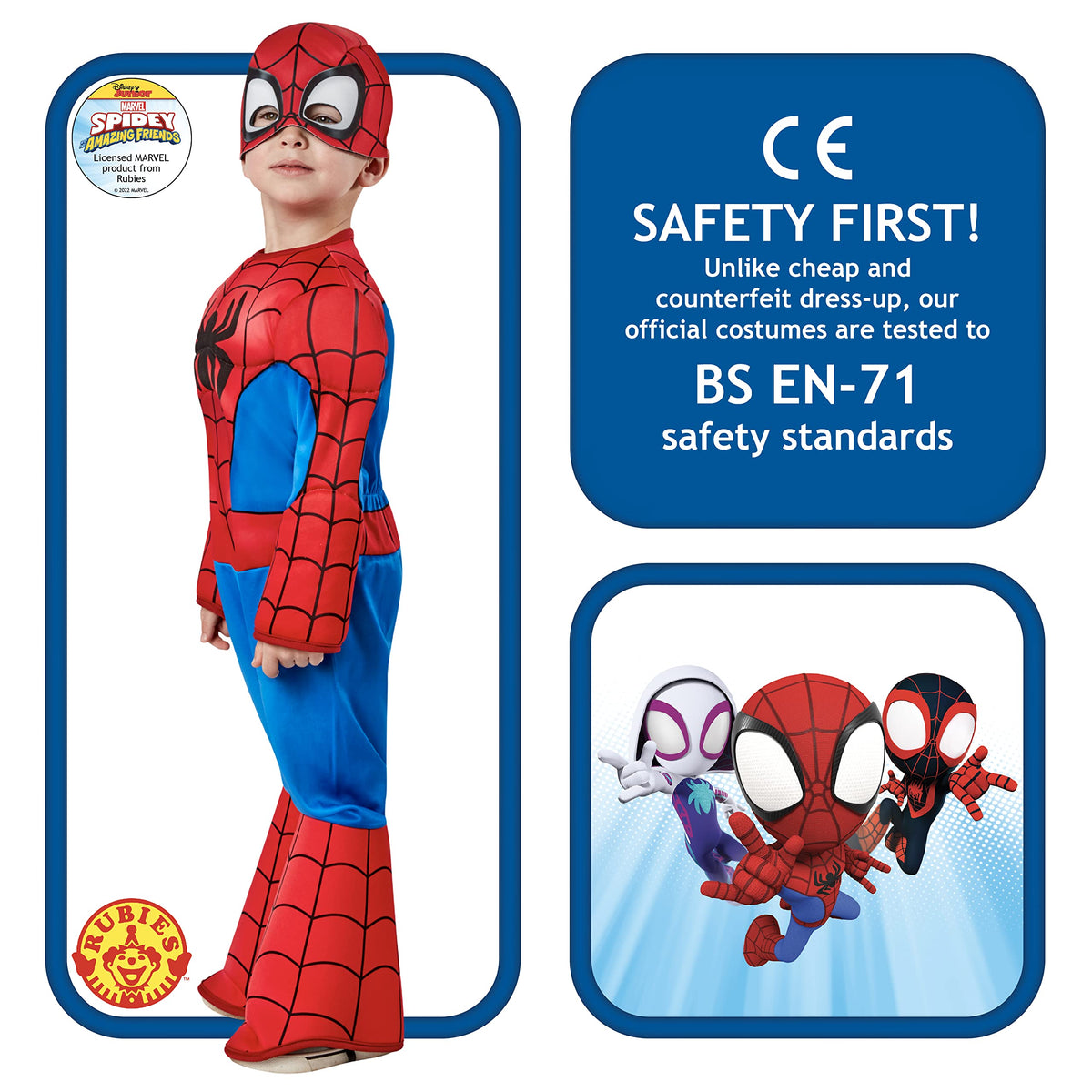 Rubies Spider-Man headpiece fabric mask for secure fit