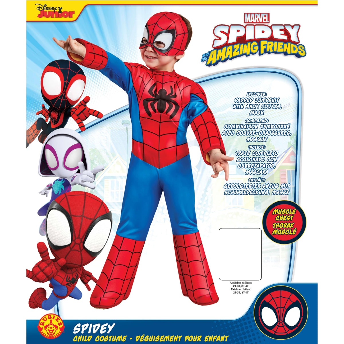 Size chart guidance helps proper fit for Rubies toddler Spider-Man costume