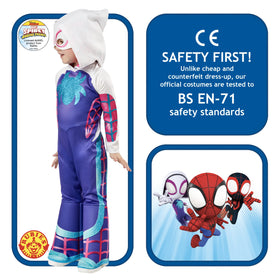 Rubies fabric headpiece completes Ghost Spider look for toddlers.