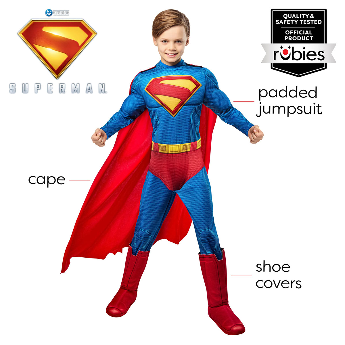 Rubies Superman 2025 cape adds dramatic motion to costumes.