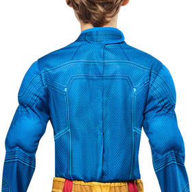 Rubies Superman 2025 muscular-stitching detail highlights a heroic silhouette.