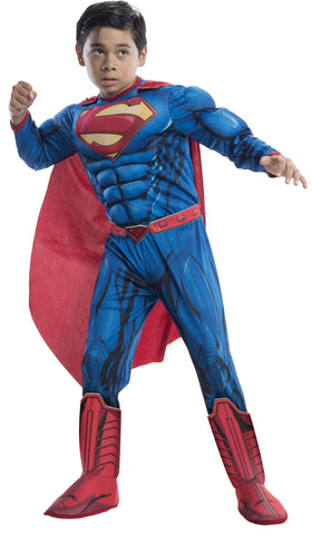 Rubies Superman deluxe kids costume jumpsuit with boot tops for authentic hero look and easy movement