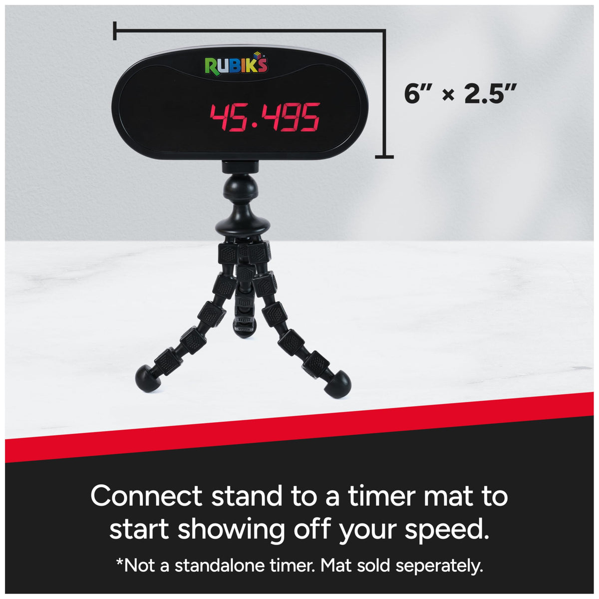 Rubik’s Timer Stand with adjustable tripod legs set the perfect height for solving